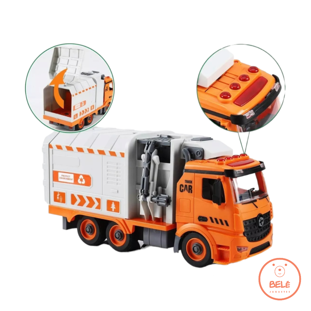 Camión de basura  desarmable con herramientas y juego de clasificación de basura