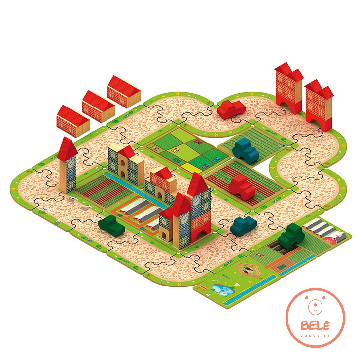 Bloques madera 90 piezas granja