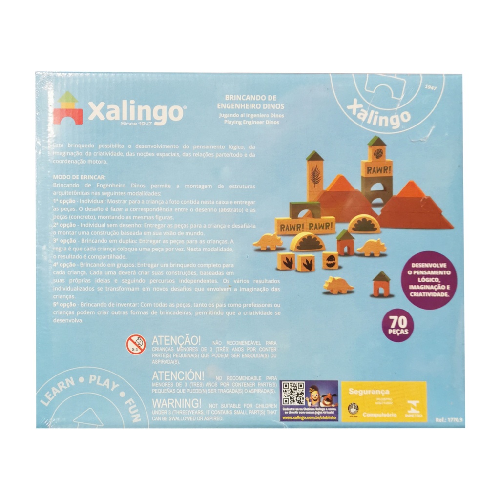 Bloques madera 70 piezas Dinosaurios