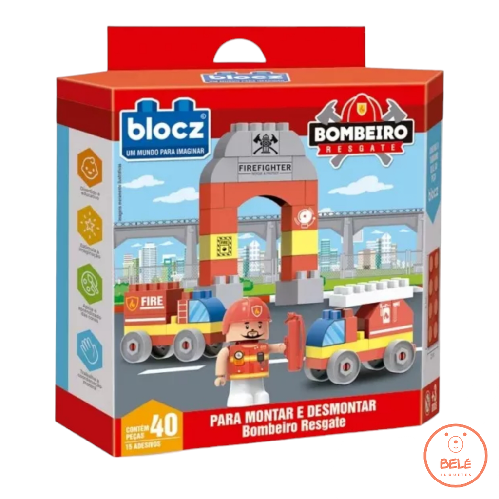 Bloques de encastre 40 piezas motivo Bomberos