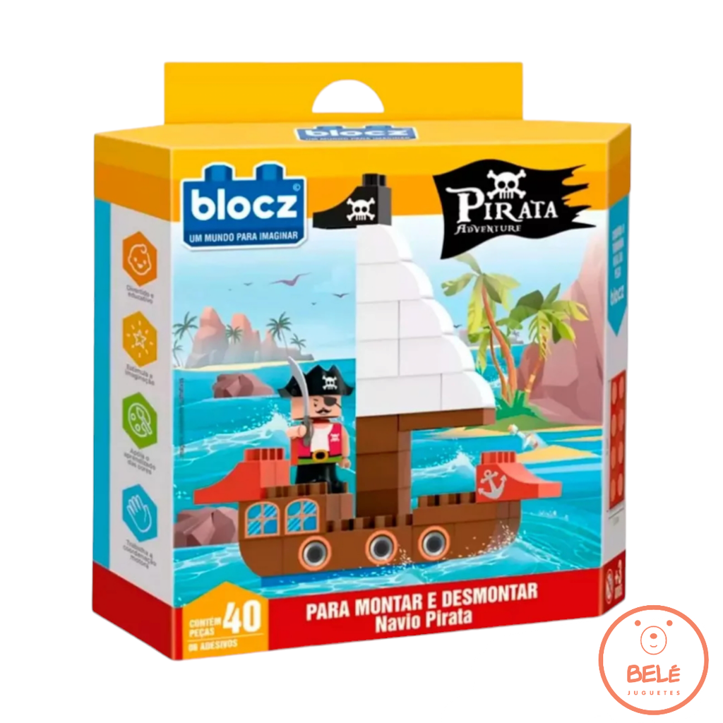 Bloques de encastre 40 piezas motivo Pirata