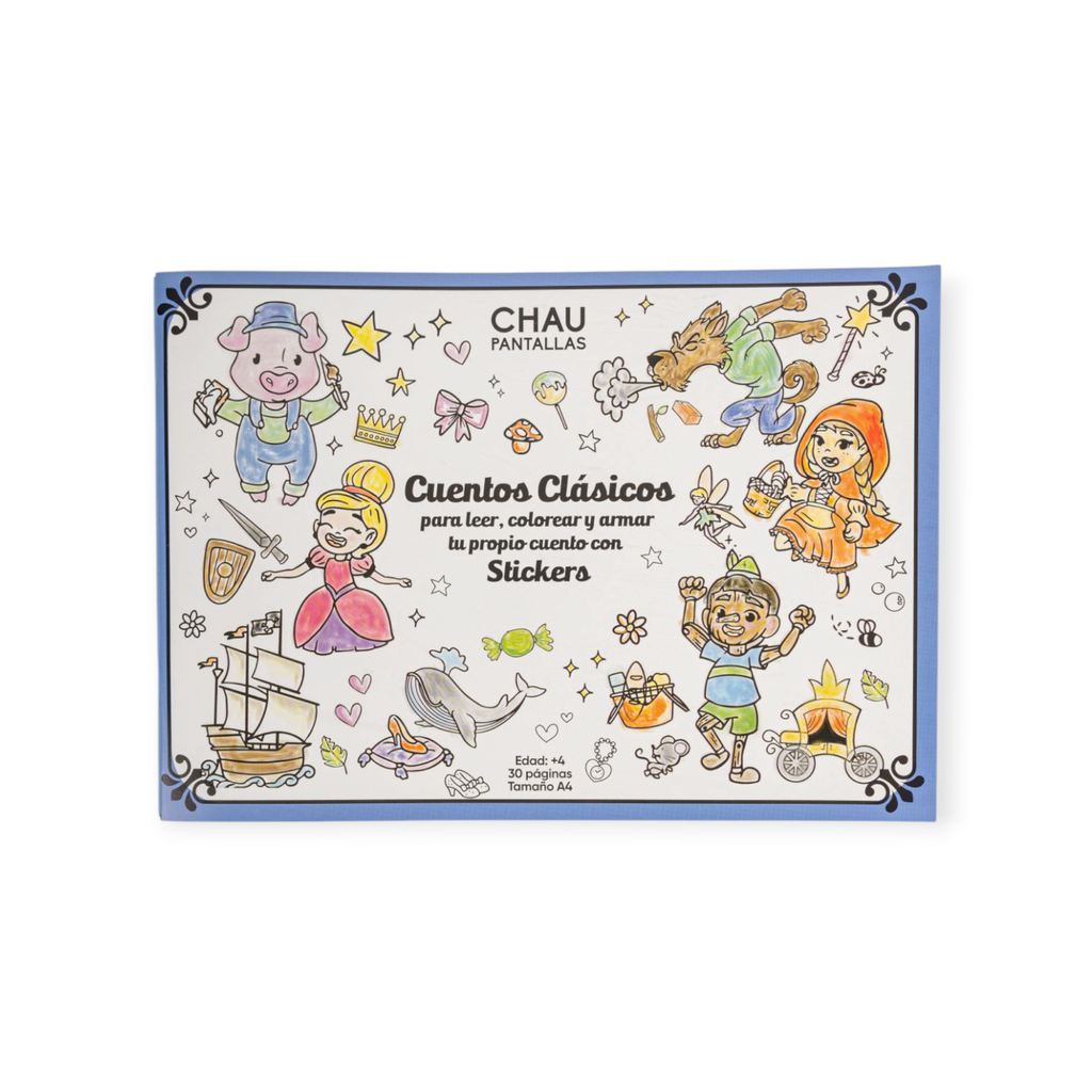 Libro actividades Cuentos Clásicos para colorear + stickers
