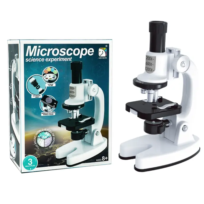 Microscopio de pie monocular led p/niños aumento 1200x