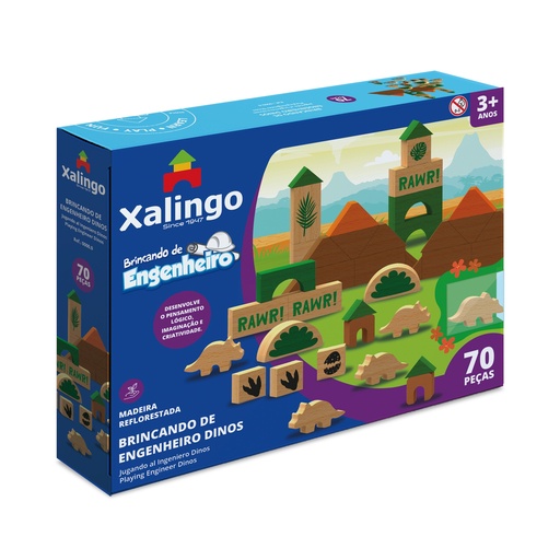 Bloques madera 70 piezas Dinosaurios